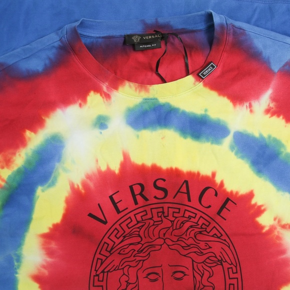 NWT Versace Tye Dye Multi Color Long Sleeve T Shirt, Small (but fits like a M/L) - Picture 4 of 9